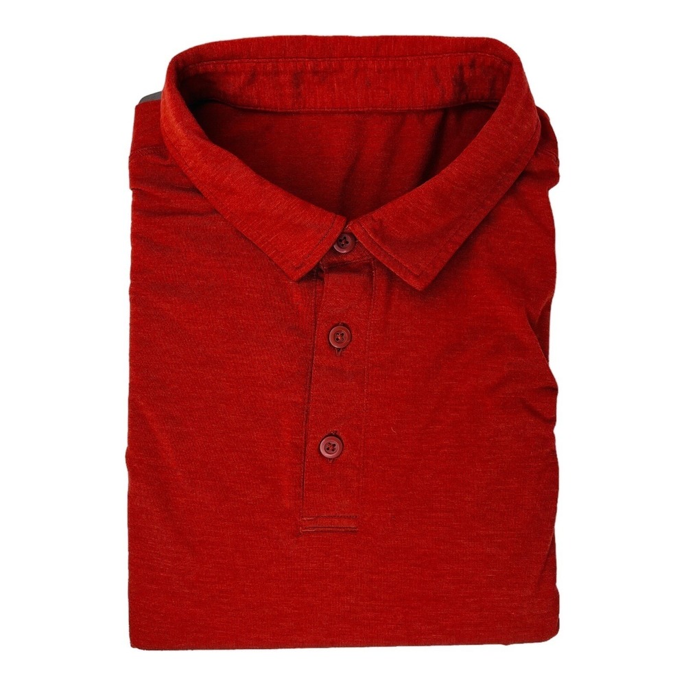 Lululemon Burnt Orange Short Sleeve‎ Athletic Stretch Polo Shirt Size Large